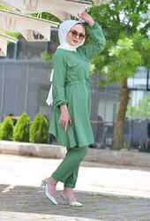 Ngs Giyim Büzgülü Cazz Takım - Yeşil - Thumbnail
