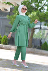 Ngs Giyim Büzgülü Cazz Takım - Yeşil - Thumbnail