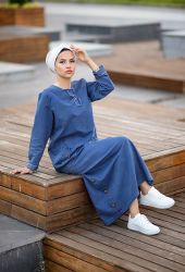 ​Venezia Wear Cepli Kot Elbise - Mavi - Thumbnail