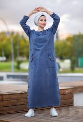 ​Venezia Wear Cepli Kot Elbise - Mavi - Thumbnail