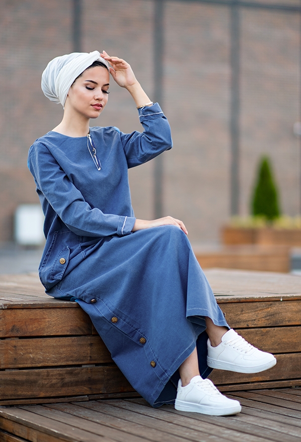 ​Venezia Wear Cepli Kot Elbise - Mavi