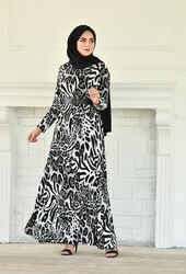 Venezia Wear Damga Desenli Sandy Elbise - Siyah - Thumbnail