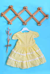 Venezia Wear Fırfırlı Kız Çocuk Elbise - Sarı - Thumbnail