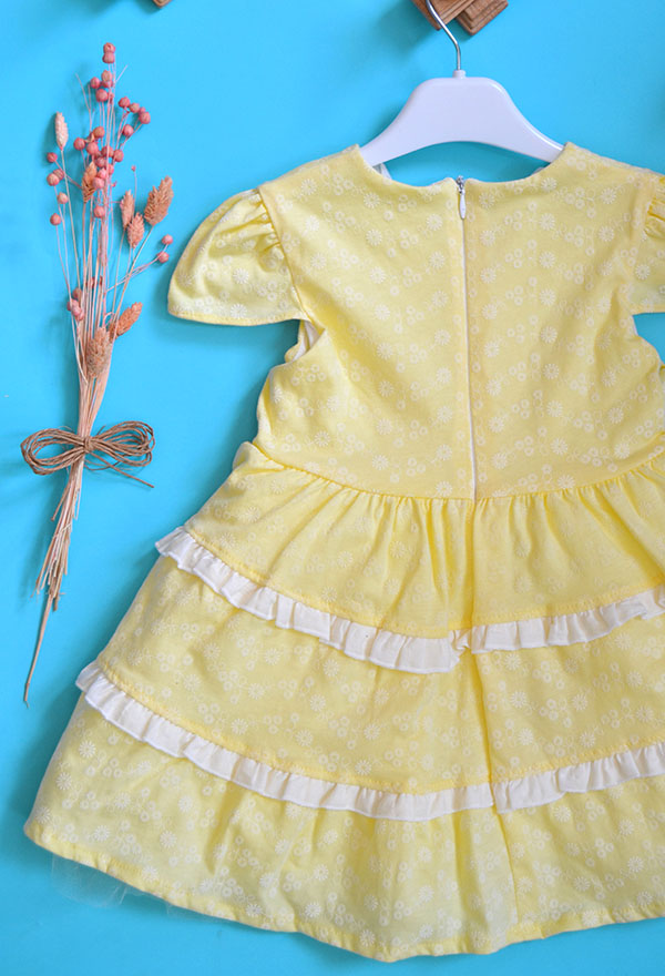 Venezia Wear Fırfırlı Kız Çocuk Elbise - Sarı