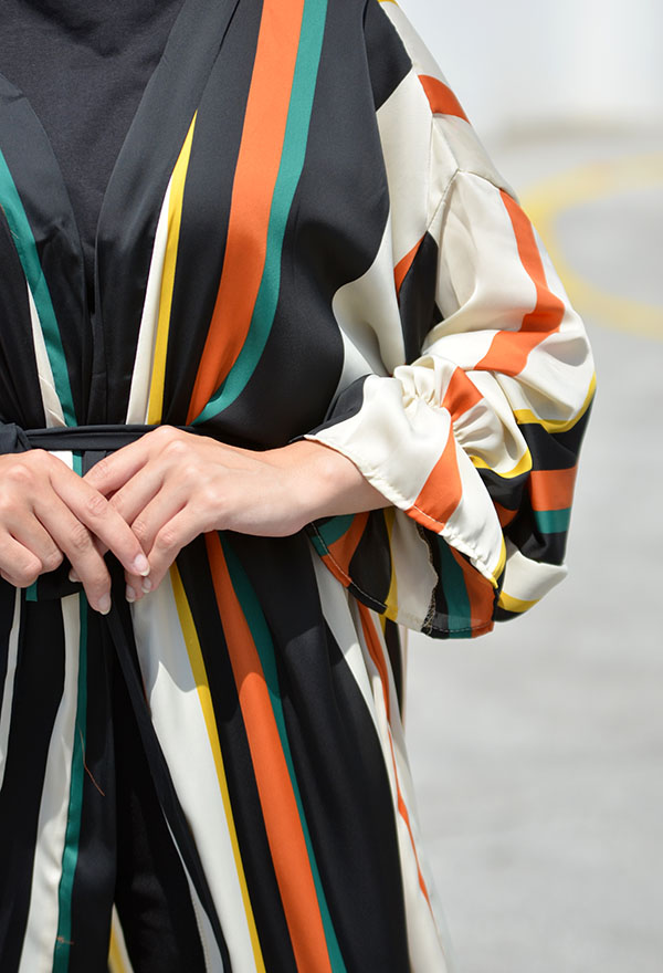 Venezia Wear Renkli Kimono - Siyah