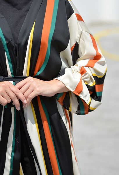 VENEZİA WEAR - Venezia Wear Renkli Kimono - Siyah (1)