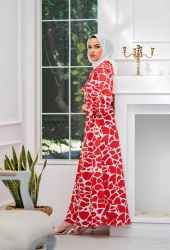 ​Venezia Wear Yazlık Kuşaklı Elbise - Kırmızı - Thumbnail